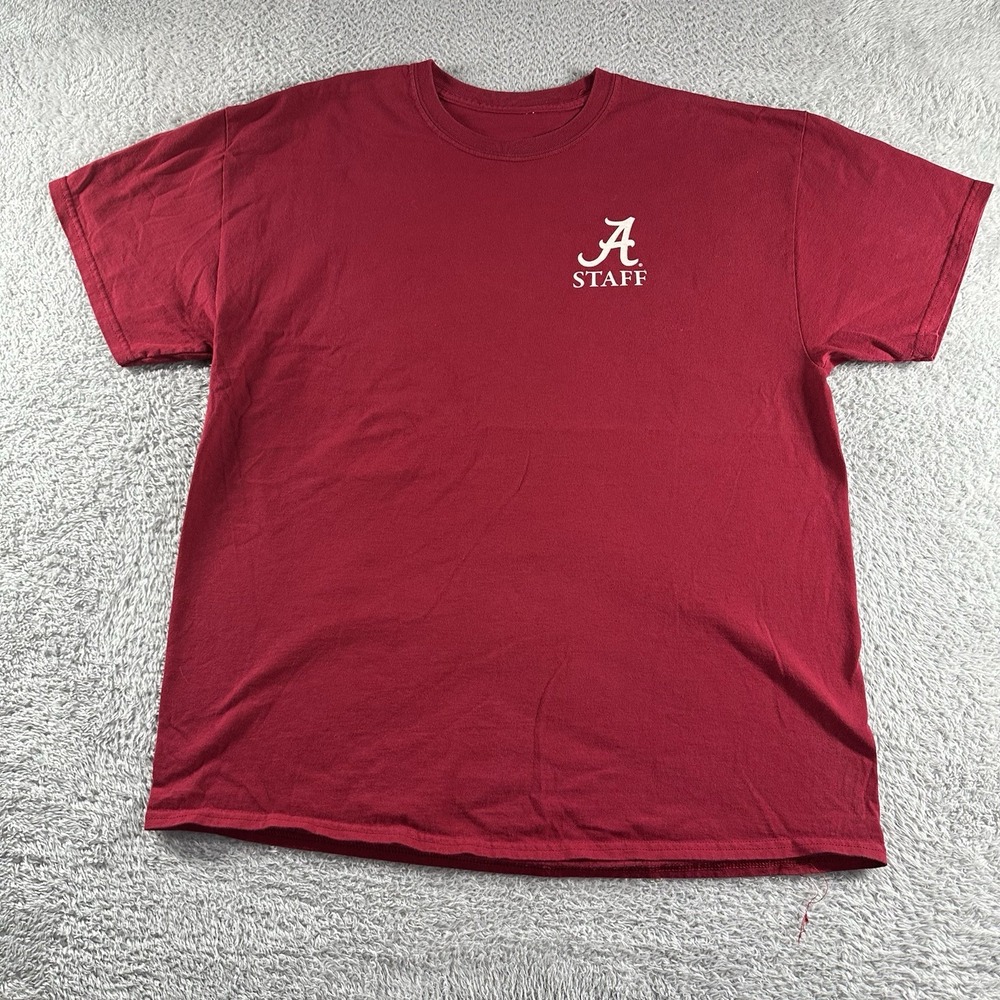 VINTAGE Alabama Crimson Tide‎ Staff Shirt Mens Large Red Minimal Y2K College